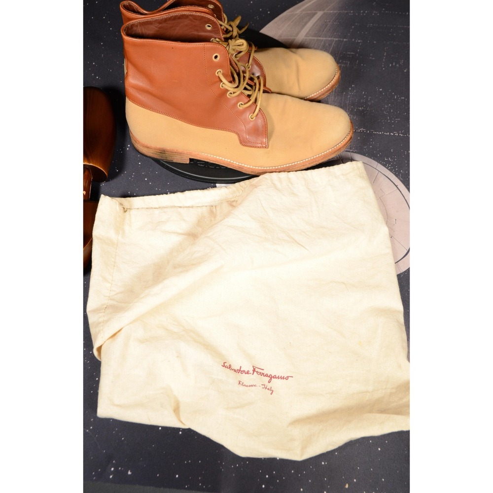 Salvatore Ferragamo Boots Mens Size 11.5D Brown Two‎ Tone Made in Italy NU 2630 - Picture 12 of 12